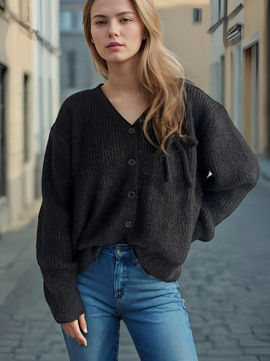 Damen Cardigan mit feinem Strukturmuster und dekorativen Knopfdetails Heidi-Mode