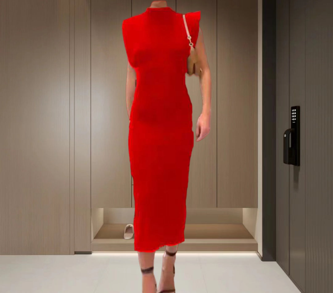 Damen Figurbetontes Maxikleid mit asymmetrischem Design und elegantem Halsschmuck Heidi-Mode