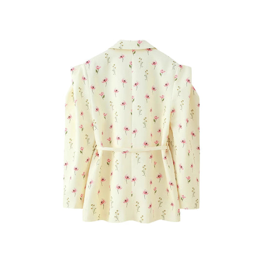 Damen Blazerjacke mit breiten Schultern und taillierbarem Gürtel Heidi-Mode