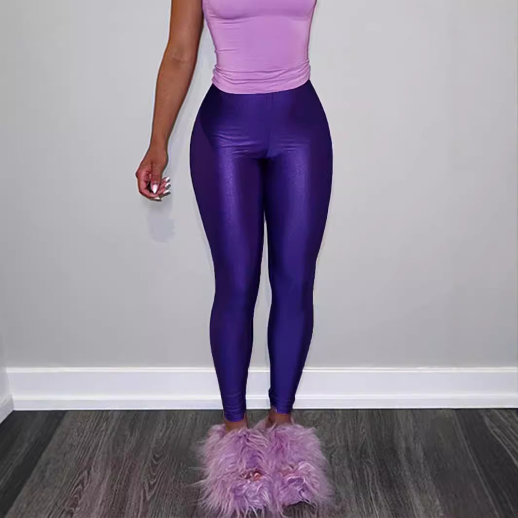 Damen Hochwertige Shiny Leggings mit hohem Bund und perfekter Passform Heidi-Mode