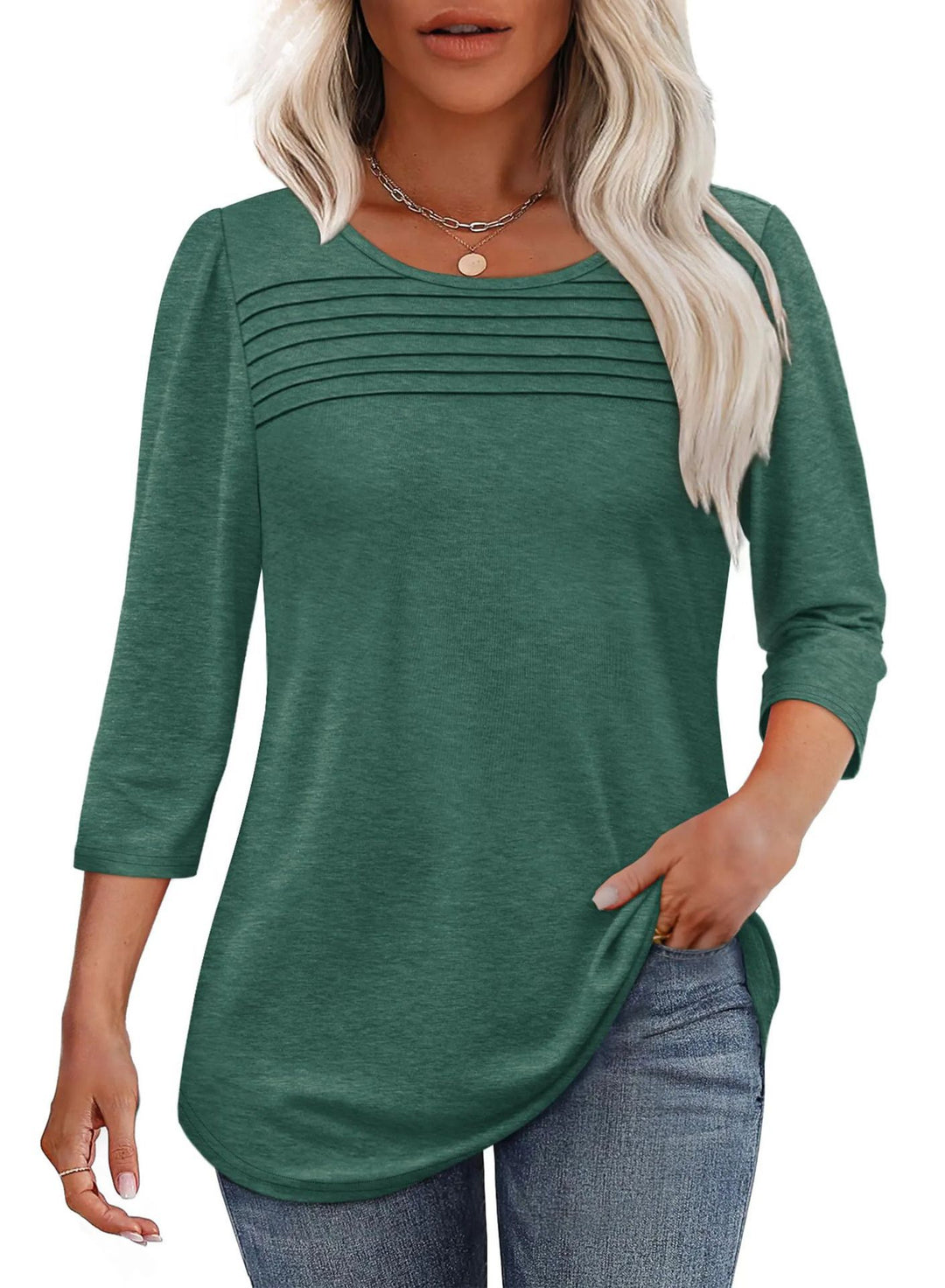Damen weiches Langarmshirt mit dekorativen Pinnen Heidi-Mode