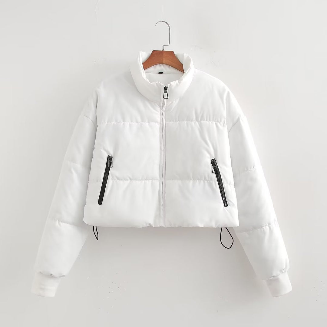 Damen cropped Steppjacke mit hochschließendem Kragen und praktischen Reißverschlusstaschen Heidi-Mode