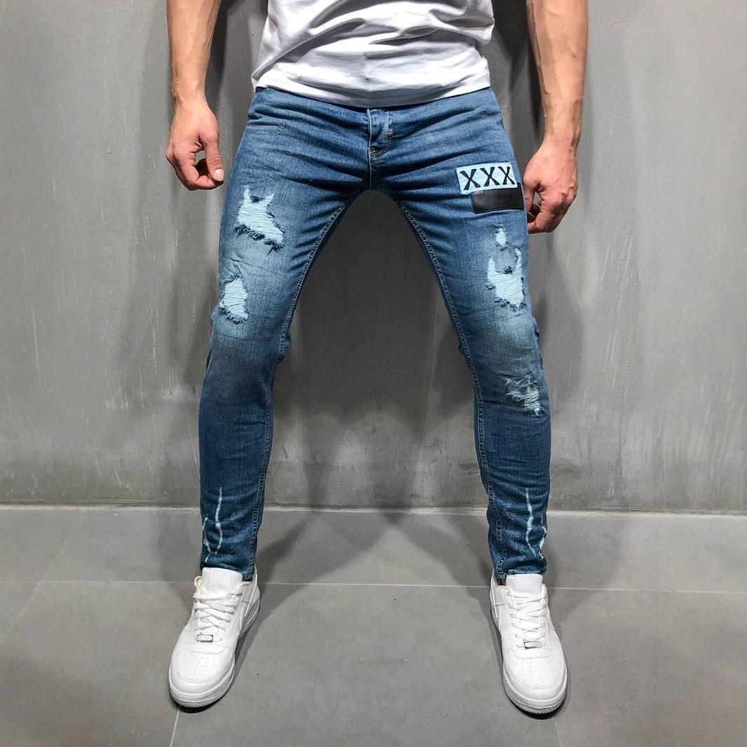 Herren Slim Fit Jeans mit modernen Destroyed-Effekten Heidi-Mode
