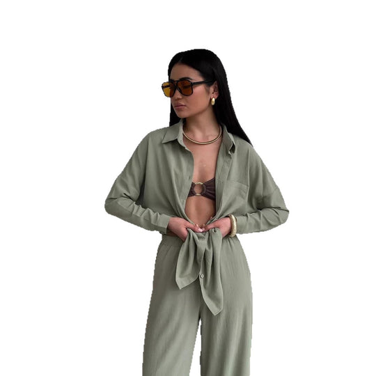 Damen lässige Bluse im Oversized-Stil mit Taschen Heidi-Mode