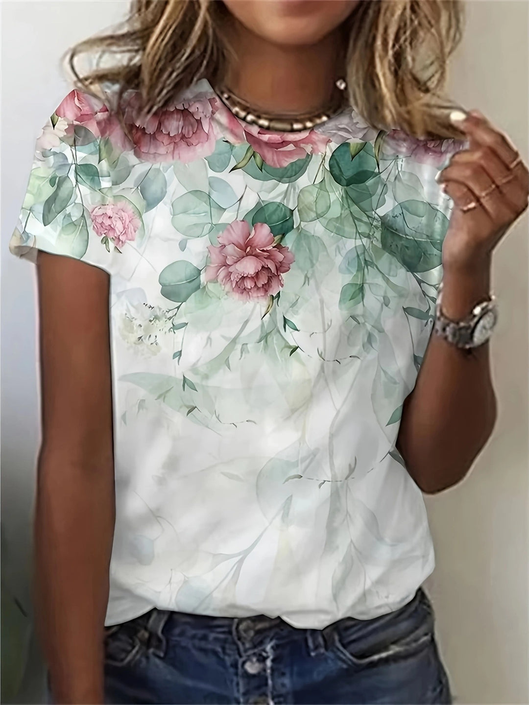 Damen T-Shirt mit floralem Design und modernem Schnitt Heidi-Mode