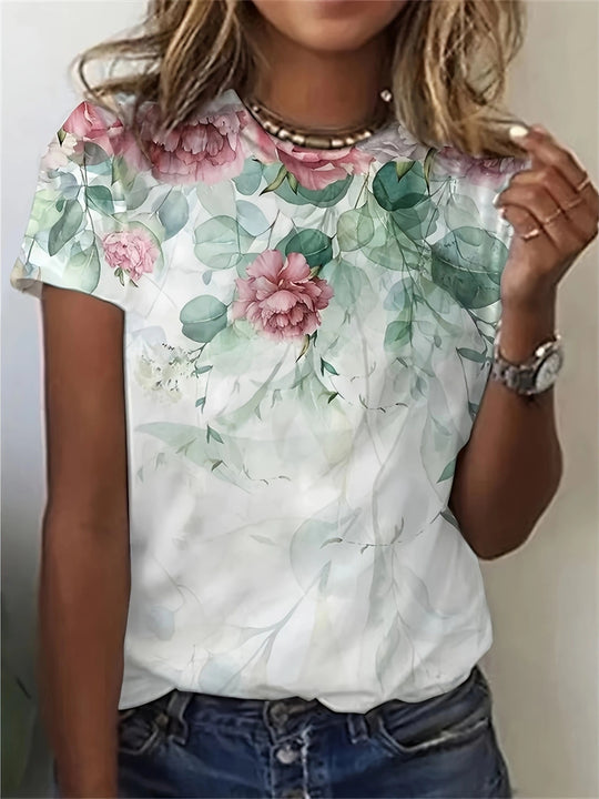 Damen T-Shirt mit floralem Design und modernem Schnitt Heidi-Mode