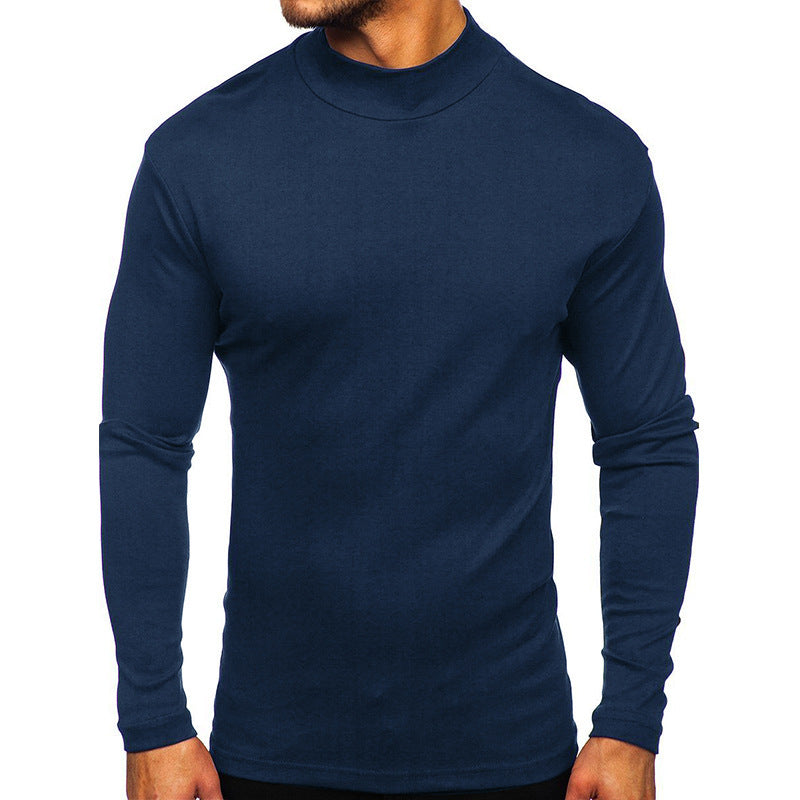 Herren Langarmshirt mit Stehkragen aus hochwertigem Material Heidi-Mode