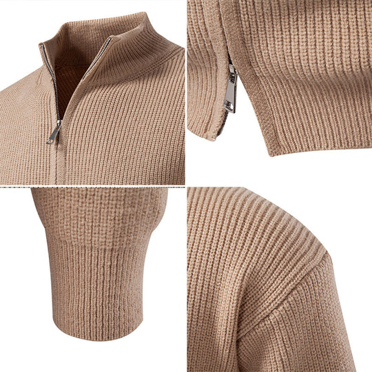 Herren Strickjacke mit hohem Kragen und innovativem Reißverschluss Heidi-Mode