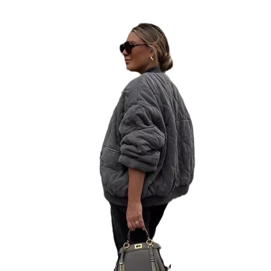 Damen gesteppte Oversized-Bomberjacke mit weichem Futter und luxuriösem Schnitt Heidi-Mode