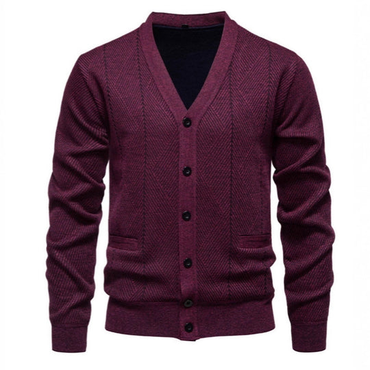 Herren modische Strickjacke mit einzigartigem Rautenmuster Heidi-Mode