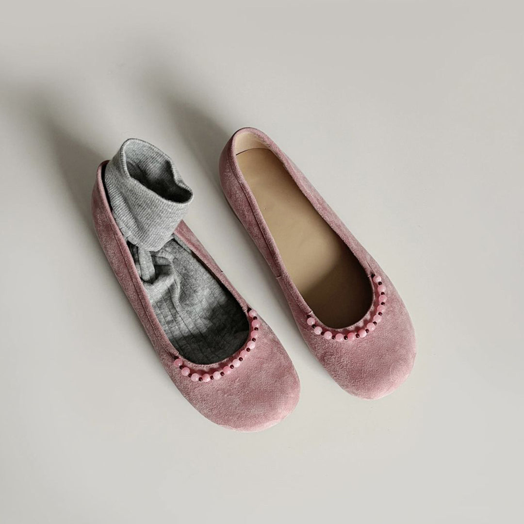 Damen Elegante Flache Ballerinaschuhe mit Dekorativem Verziertem Akzent Heidi-Mode