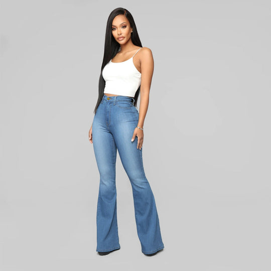Heidi-Mode | Damen Hohe Taille Demon Jeans mit Geradem Bein