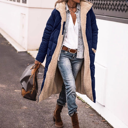 Damen lange, gefütterte Winterjacke mit Fleece-Futter Heidi-Mode