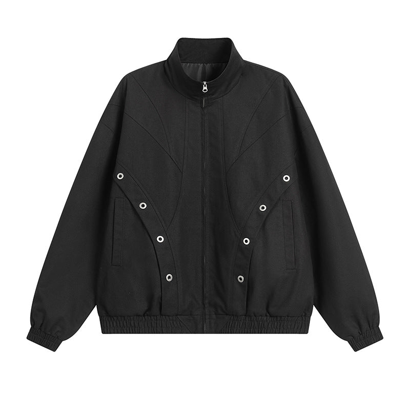 Damen modische Übergangsjacke mit hohem Kragen und praktischen Druckknopfdetails Heidi-Mode