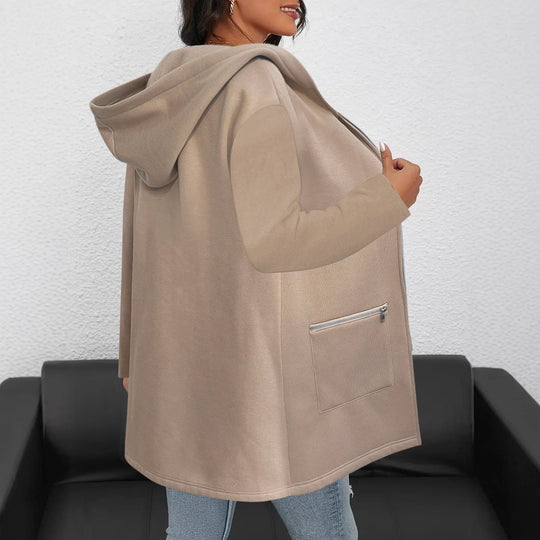 Damen Lange Strickjacke mit durchgehendem Reißverschluss und praktischen Taschen Heidi-Mode