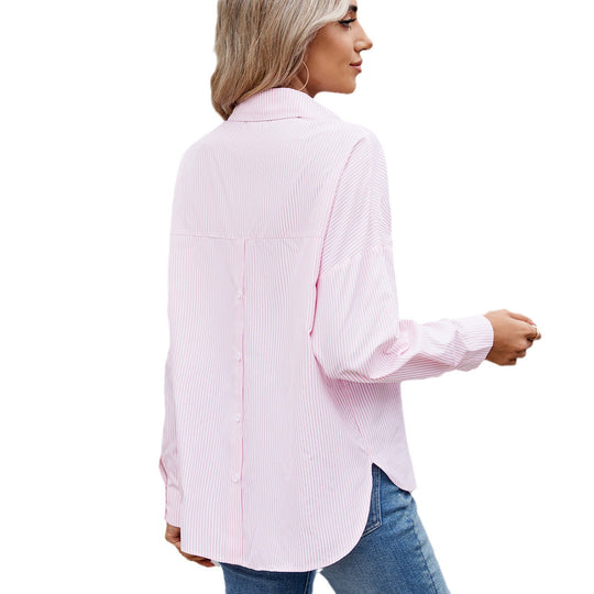 Damen gestreifte Bluse mit eleganter Passform und modernem Schnitt Heidi-Mode