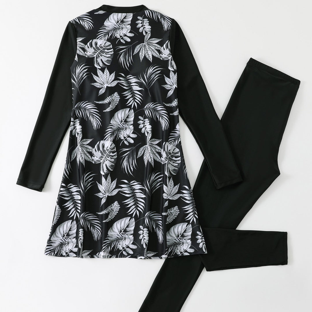 Damen Langarm Schwimmdress und Leggings Set Heidi-Mode