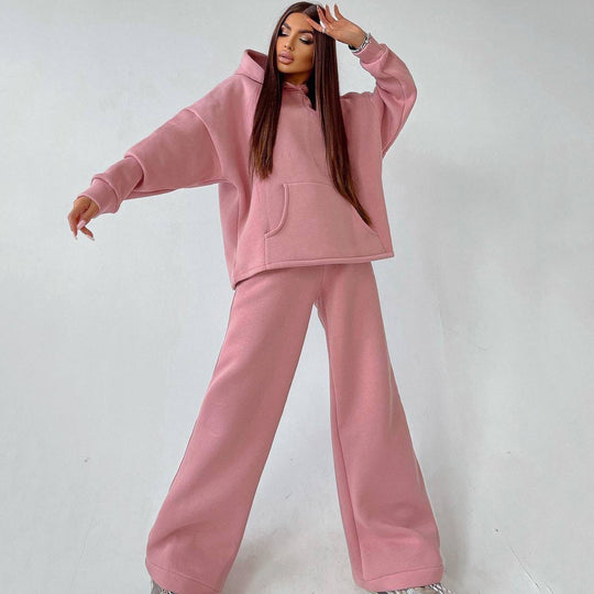 Damen lässiges Oversized Hoodie- und Wide Leg Hosen Set Heidi-Mode
