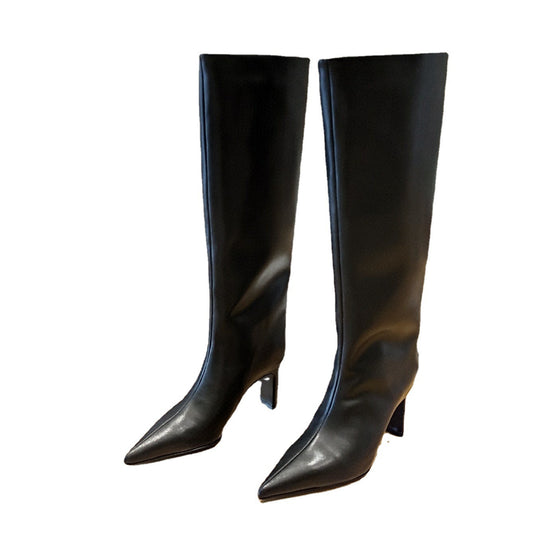 Femme Elegant Über-den-Knie Metallic Stiletto Stiefel Heidi-Mode