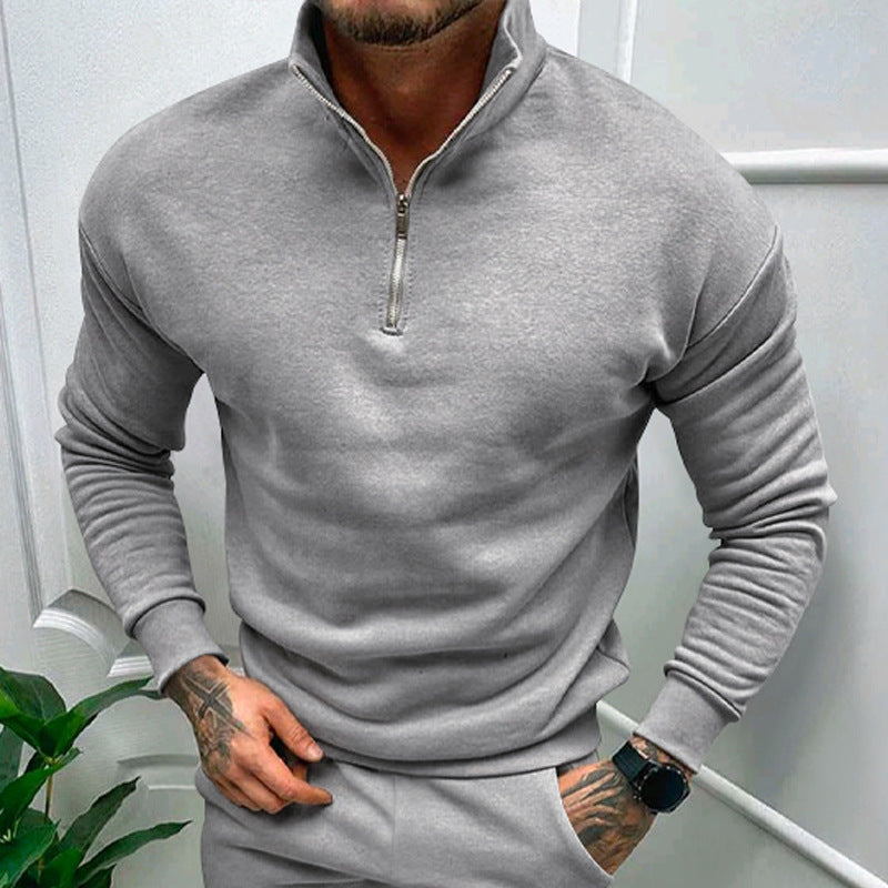 Herren Sweatshirt mit Stehkragen und Reißverschluss Heidi-Mode