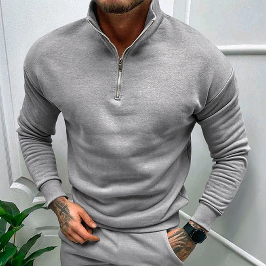 Herren Sweatshirt mit Stehkragen und Reißverschluss Heidi-Mode