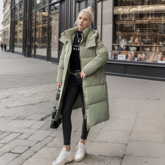 Damen langärmliger Puffer-Mantel mit isolierender Fütterung und verstellbarer Kapuze Heidi-Mode