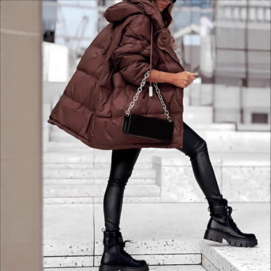 Damen Oversized Steppjacke mit praktischen Taschen und hohem Kragen Heidi-Mode