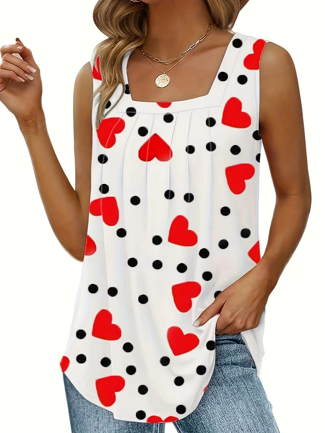 Damen ärmelloses Oberteil mit modischem Kettenmuster Heidi-Mode