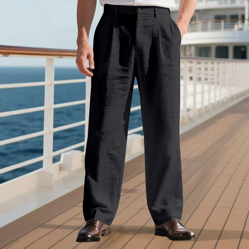 Herren elegante Freizeit-Hose mit weichem Stoff und weitem Schnitt Heidi-Mode