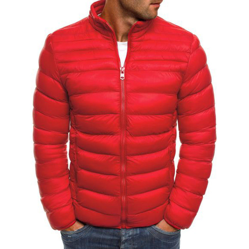 Herren modische Steppjacke mit hohem Kragen und seitlichen Reißverschlusstaschen Heidi-Mode