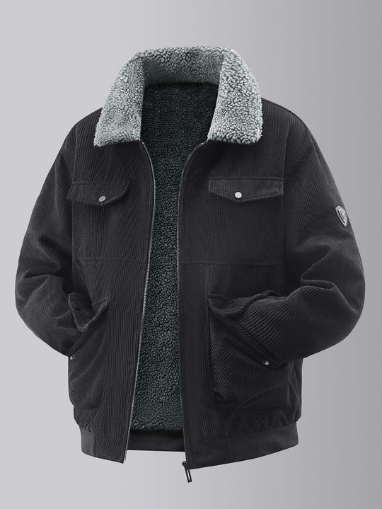 Herren kuschelige Teddy-Fleecejacke mit praktischen Brusttaschen und elastischen Bündchen Heidi-Mode