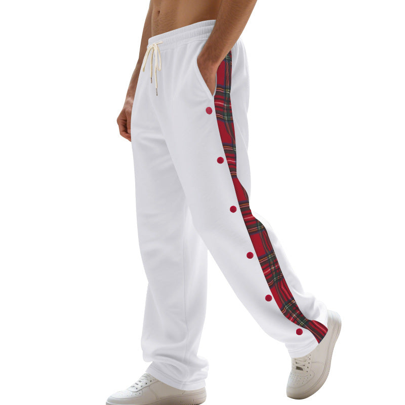 Herren Jogginghose mit seitlichen Knöpfen und pattern akzenten Heidi-Mode