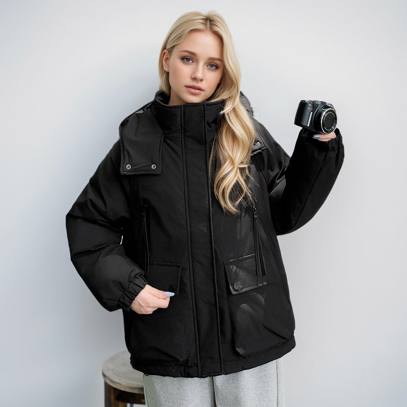 Damen sportliche Übergangsjacke mit vielfältigen Taschen und verstellbarem Kragen Heidi-Mode