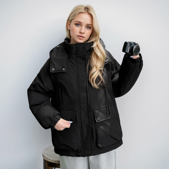 Damen sportliche Übergangsjacke mit vielfältigen Taschen und verstellbarem Kragen Heidi-Mode