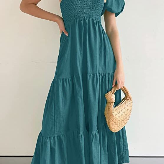 Damen Maxikleid mit asymmetrischem Träger und fließendem Schnitt Heidi-Mode