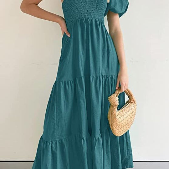 Damen Maxikleid mit asymmetrischem Träger und fließendem Schnitt Heidi-Mode