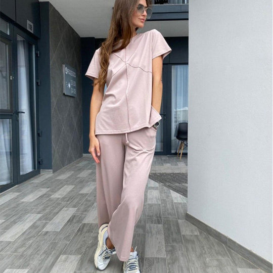 Damen lässiges Lounge-Set mit oversize Oberteil und weiten Hosen Heidi-Mode