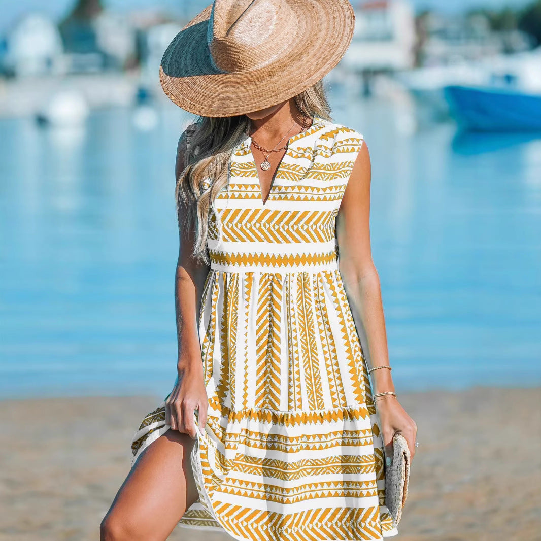 Damen Sommerliches Midikleid mit tierischem Muster und tailliertem Design Heidi-Mode