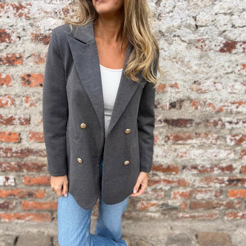 Damen eleganter und bequemer Blazer mit doppelter Knopfleiste Heidi-Mode