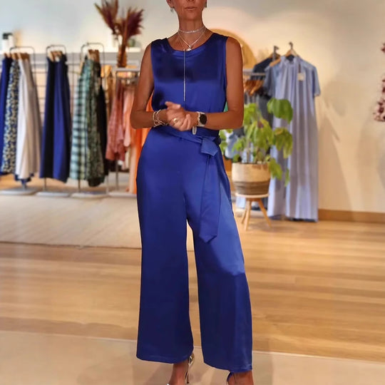 Damen Eleganter Satinweiter Hosenanzug Heidi-Mode