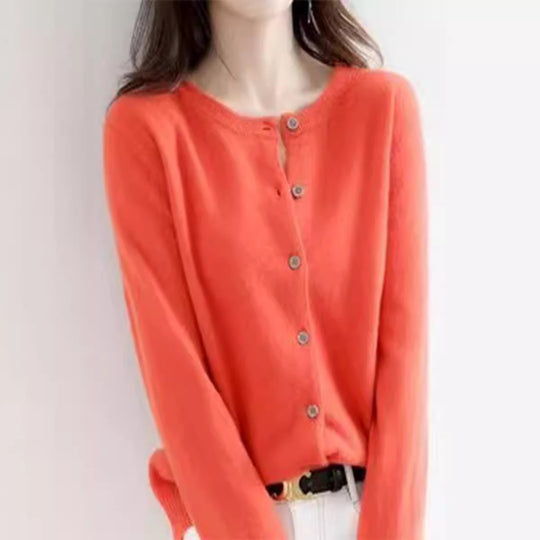 Damen Feinstrick Cardigan mit Knopfleiste und weichem Material Heidi-Mode