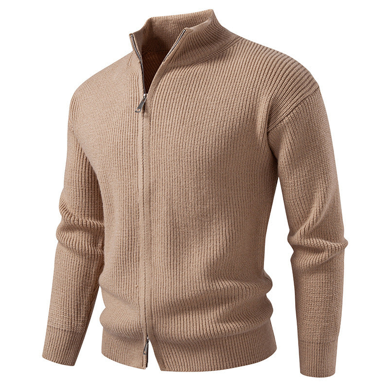 Herren Strickjacke mit hohem Kragen und innovativem Reißverschluss Heidi-Mode