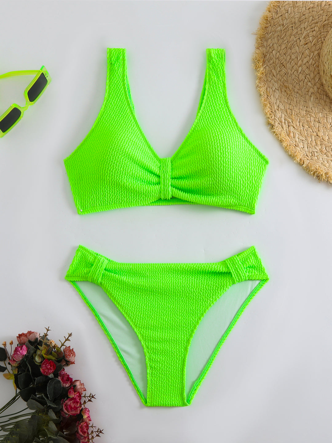 Femme Strukturierter Hochgeschnittener Bikini-Set Heidi-Mode