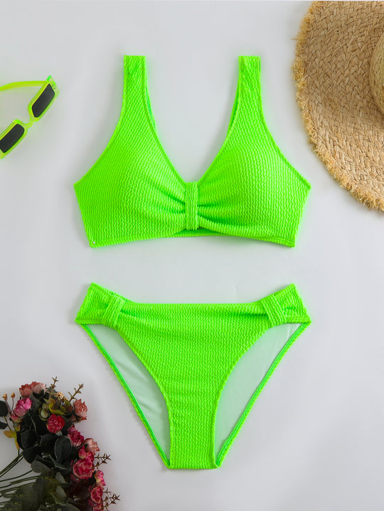 Femme Strukturierter Hochgeschnittener Bikini-Set Heidi-Mode