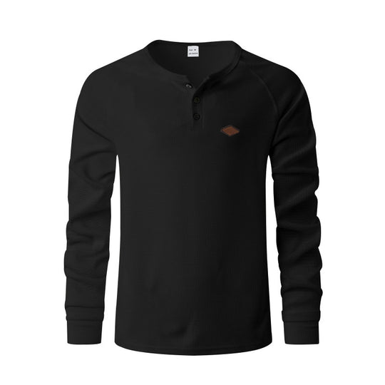 Herren Langarmshirt mit Knopfleiste und Struktur Heidi-Mode