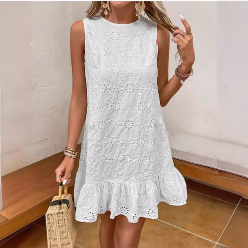 Damen Sommerkleid mit Spitzendetails und Volants Heidi-Mode