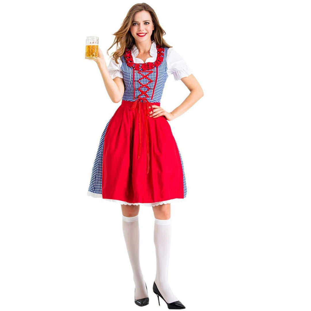 Damen Dirndlkleid mit traditionellen Karomustern und eleganter Schürze Heidi