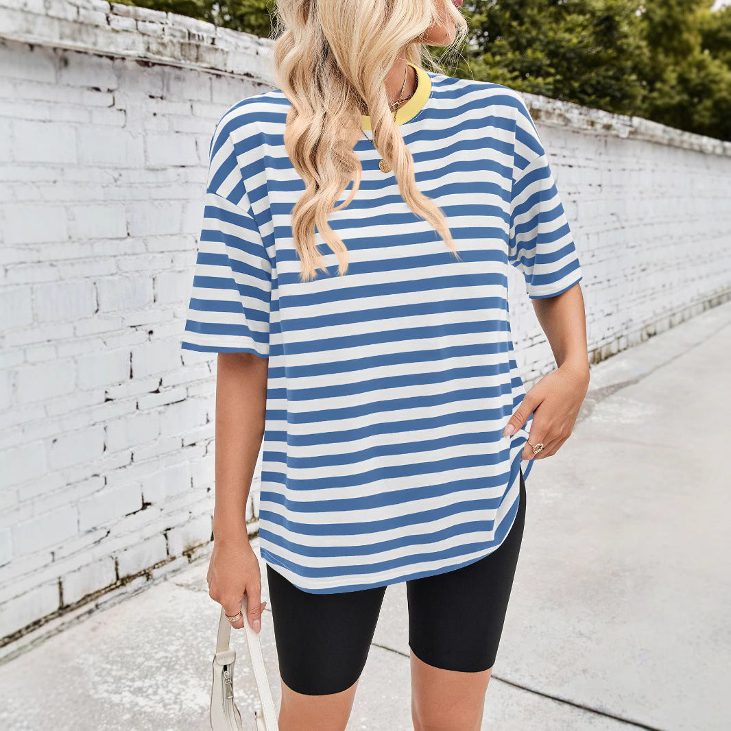 Damen Übergrößen T-Shirt mit Streifenmuster Heidi-Mode