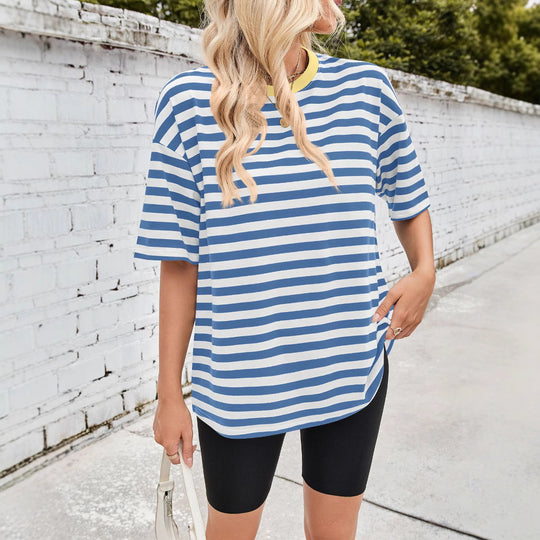 Damen Übergrößen T-Shirt mit Streifenmuster Heidi-Mode