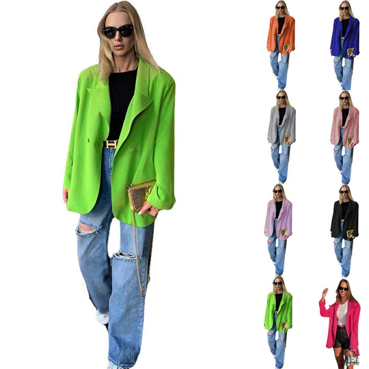 Damen Oversized Blazer mit Doppelknopf und elegantem Schnitt Heidi-Mode